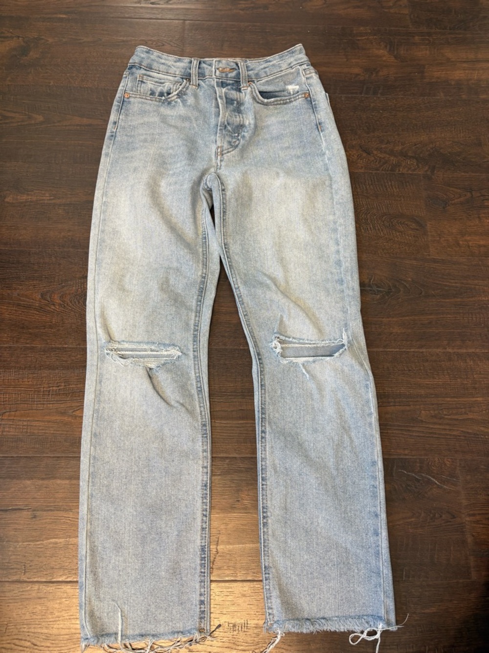 WILD FABLE Womens 00 Classic Light Wash Distressed highest rose slim straight